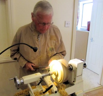 Keith turning a natural edge bowl